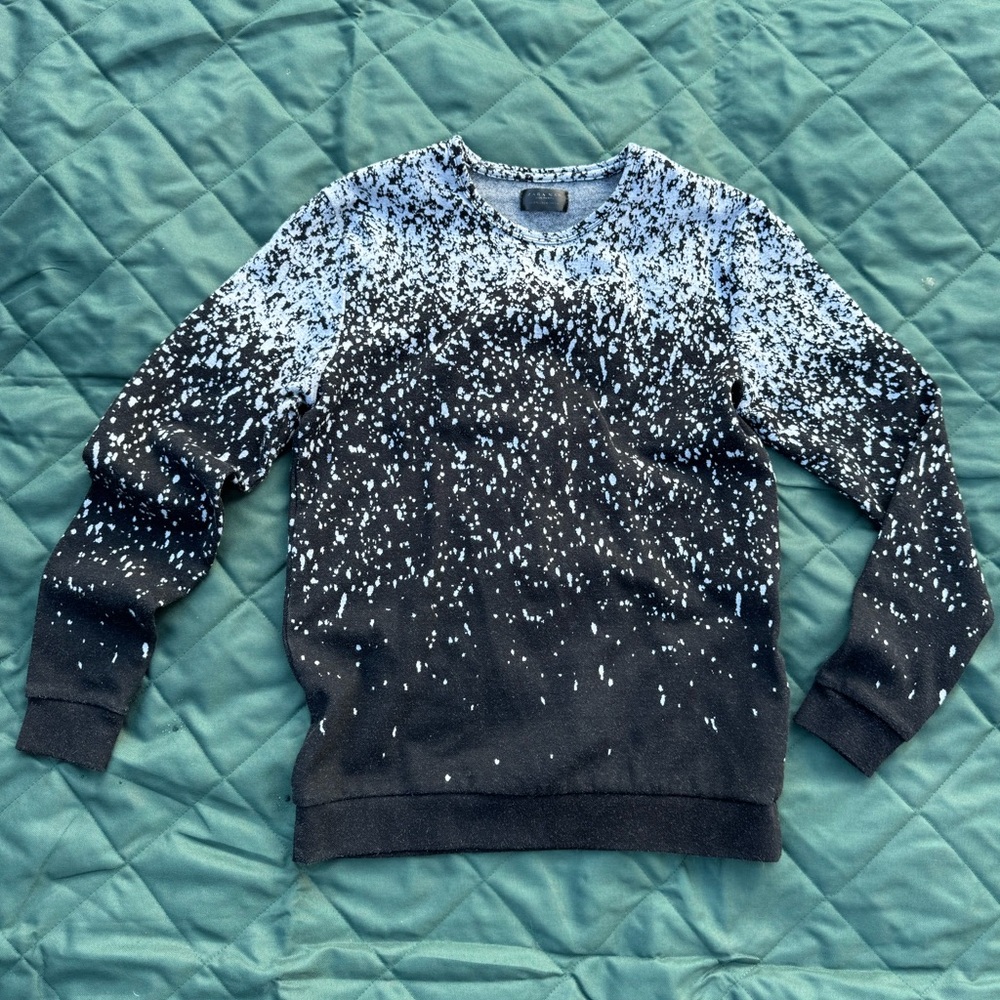 Zara Black and Grey Men's Crewneck Sweater